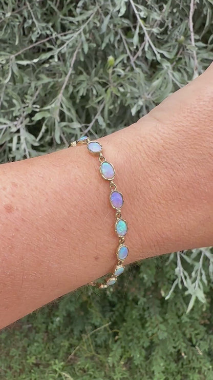 Vintage 9ct Gold Opal tennis bracelet