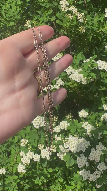 Antique 9ct Rose gold mini trombone & infinity link chain