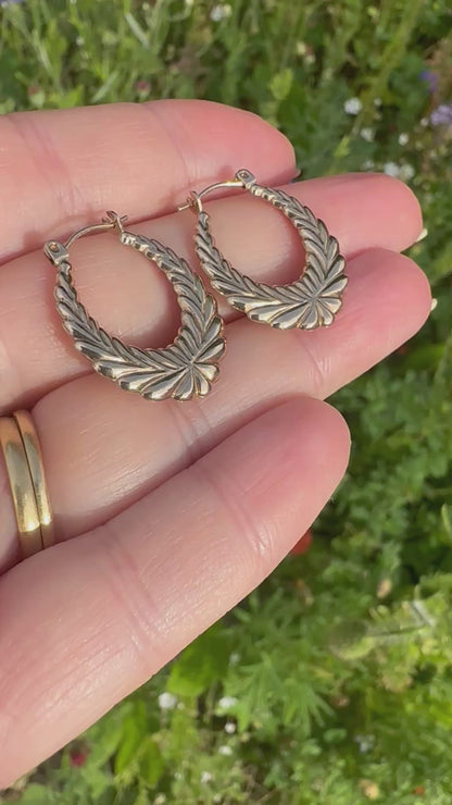 Vintage 9ct Gild Wreath Hoops