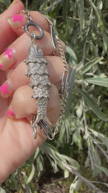 Sterling Silver Articulated fish with bobbles