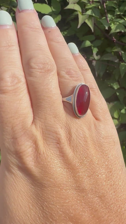 Sterling Silver Carnelian Cabochon Ring