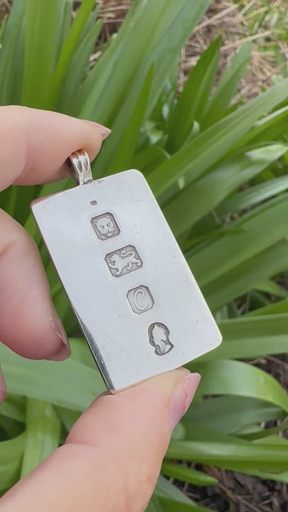 Silver ingot pendant, Silver Jubilee 1977, with brushed back