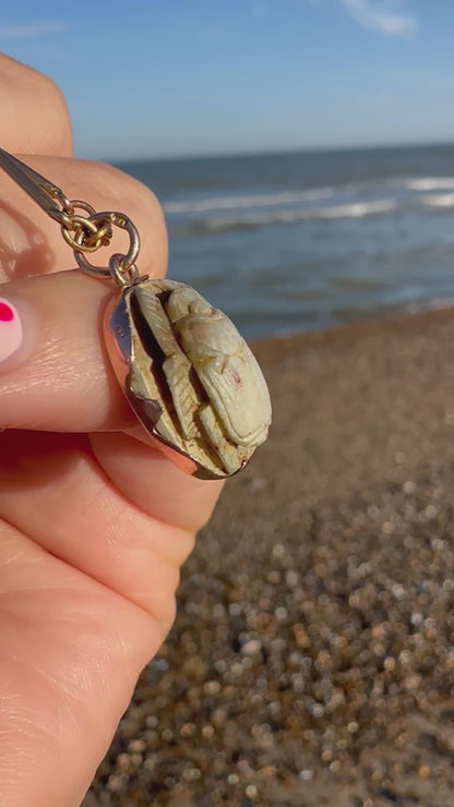 14ct Faience Scarab pendant