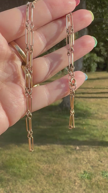 Antique 9ct Rose Gold mini trombone and lovers knot chain